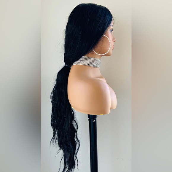 Long Black Loose Wave Premium Fiber Lace Front Wig for Daily Wear/Cosplay/Events - Picture 4 of 12